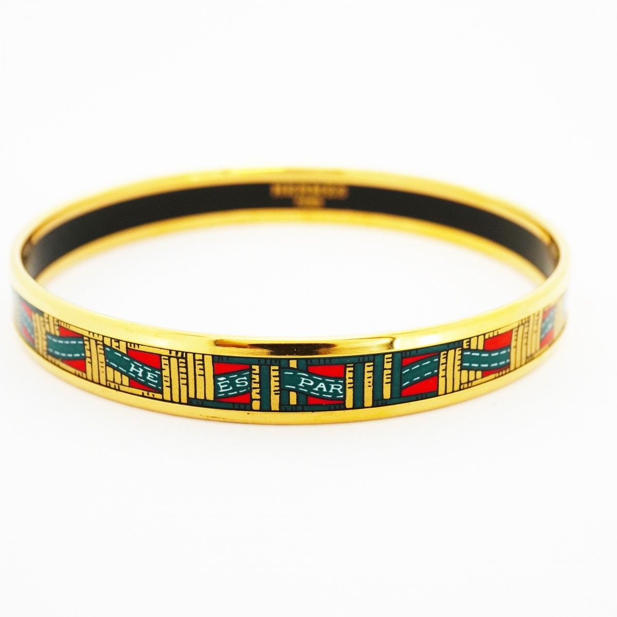 Hermes Bangle Enamel PM Gold Plated Cloisonne Multicolor Bracelet — view 9