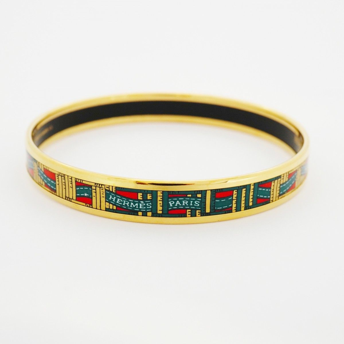 Hermes Bangle Enamel PM Gold Plated Cloisonne Multicolor Bracelet — view 8