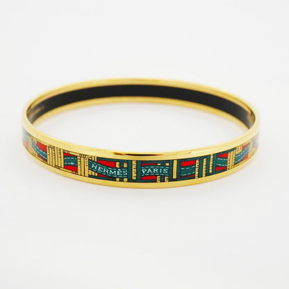 Hermes Bangle Enamel PM Gold Plated Cloisonne Multicolor Bracelet — view 8