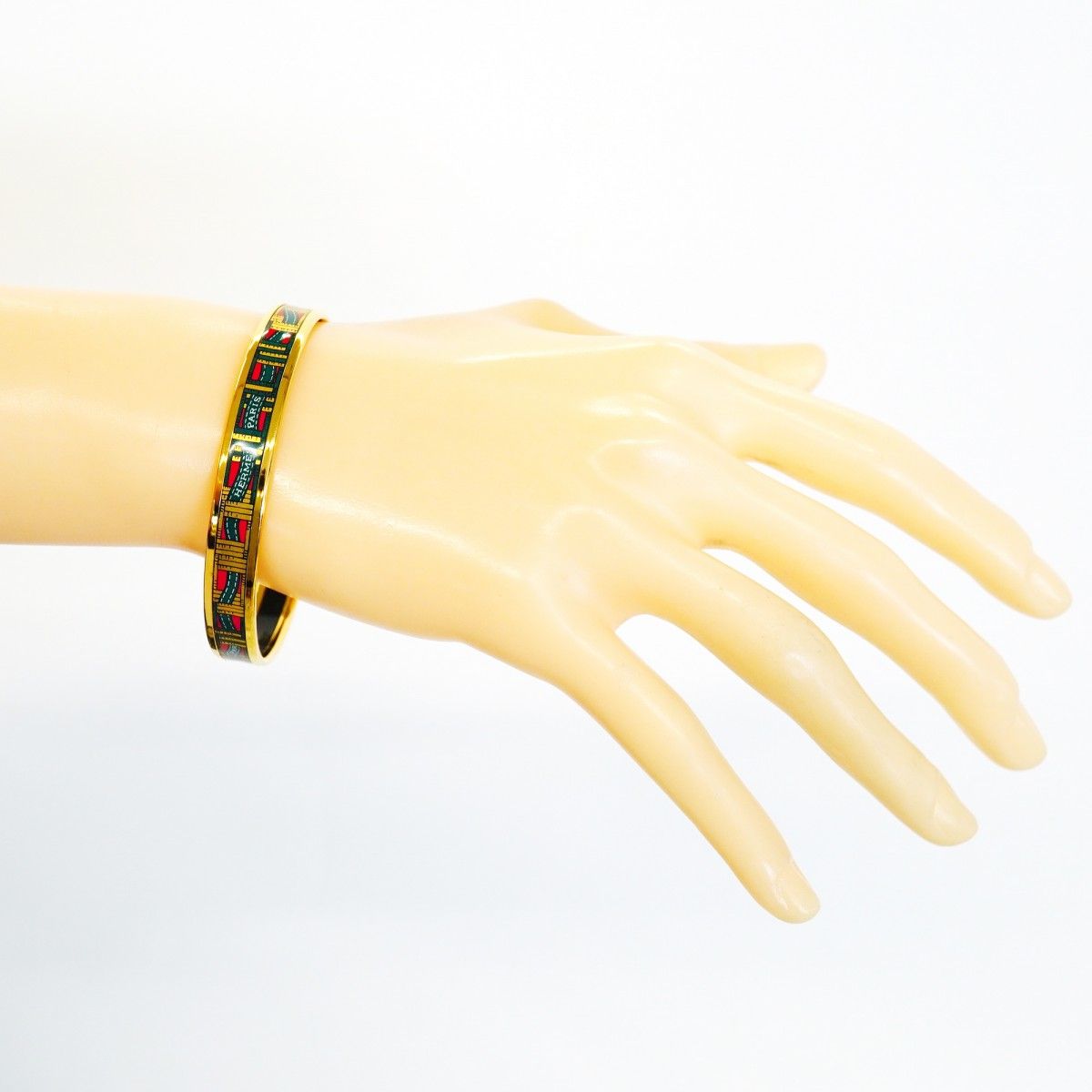 Hermes Bangle Enamel PM Gold Plated Cloisonne Multicolor Bracelet — view 6
