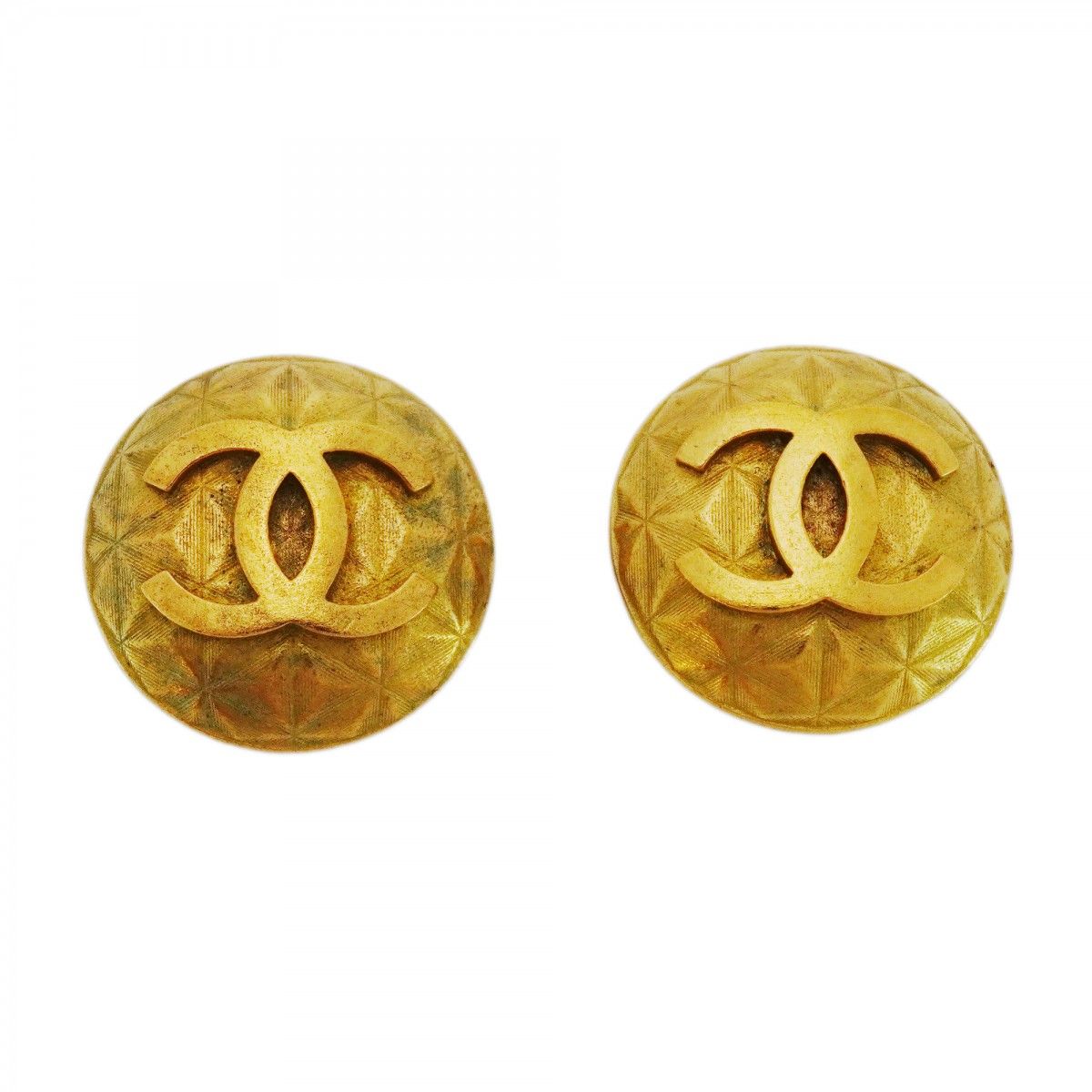 Chanel Earrings Vintage CC Logo Round