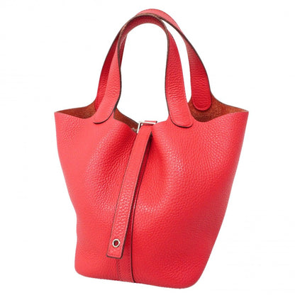 Hermes Handbag Picotin Lock PM Taurillon Clemence Rose Silver