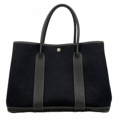Hermes Tote Garden Party PM Toile Officier Black Silver