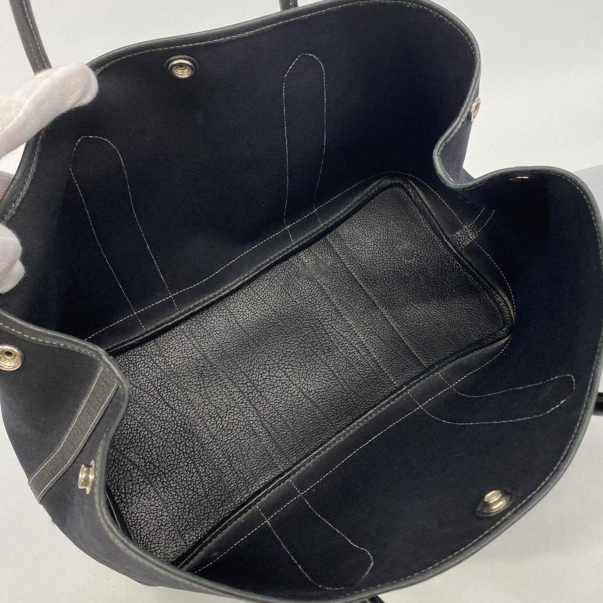 Hermes Tote Garden Party PM Toile Officier Black Silver — view 4