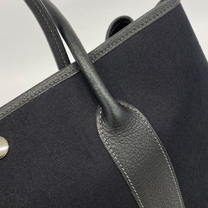 Hermes Tote Garden Party PM Toile Officier Black Silver — view 9
