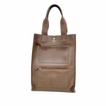 Hermes Tote Sac Berlan a Dos Leather Brown Silver