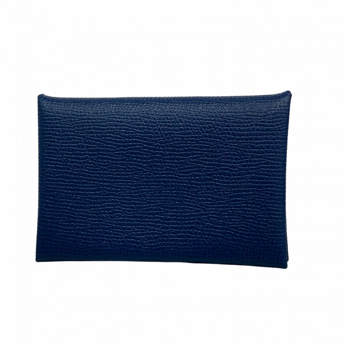 Hermes Card Case Calvi Veau Epsom Blue Ankle Silver