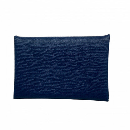 Hermes Card Case Calvi Veau Epsom Blue Ankle Silver