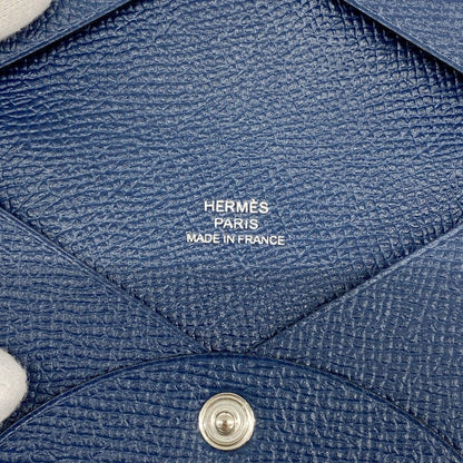 Hermes Card Case Calvi Veau Epsom Blue Ankle Silver — view 4