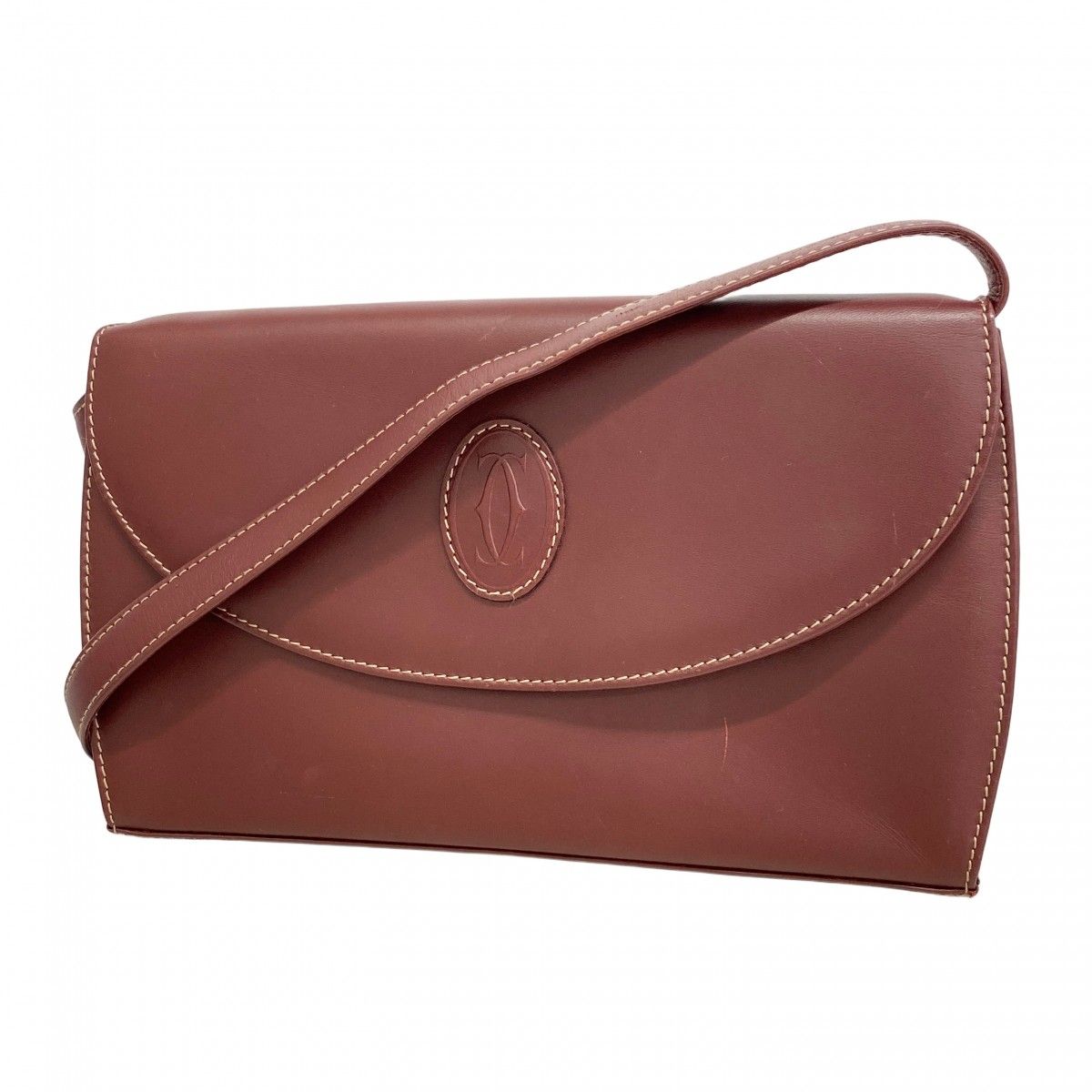 Cartier Shoulder Bag Must Leather Bordeaux Gold