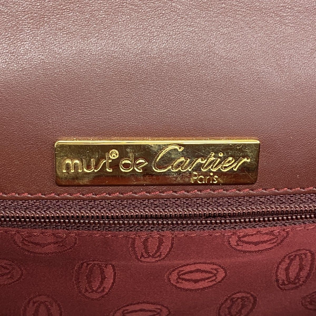 Cartier Shoulder Bag Must Leather Bordeaux Gold — view 5
