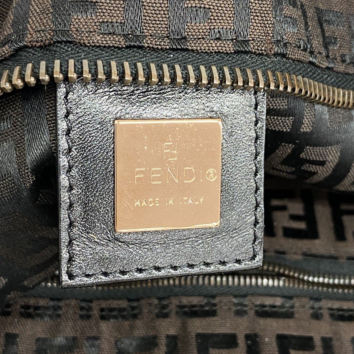 Fendi Tote Zucchino Nylon Canvas Brown Pink Gold — view 5