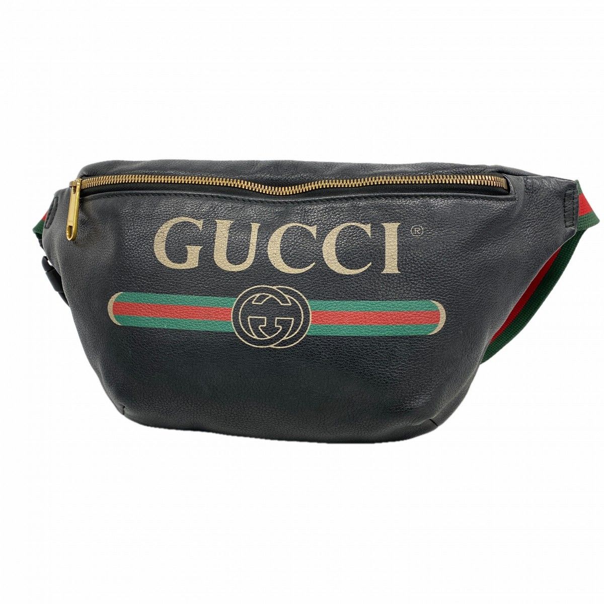 Gucci Waist Bag Leather Black Gold