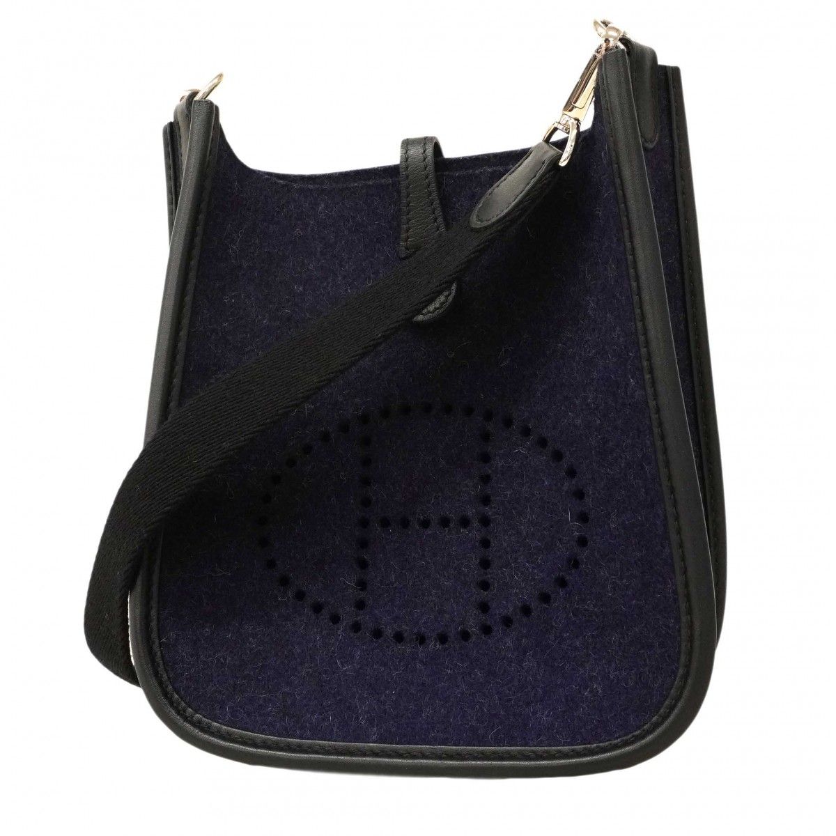 Hermes Shoulder Bag Evelyne TPM Felt Navy Silver