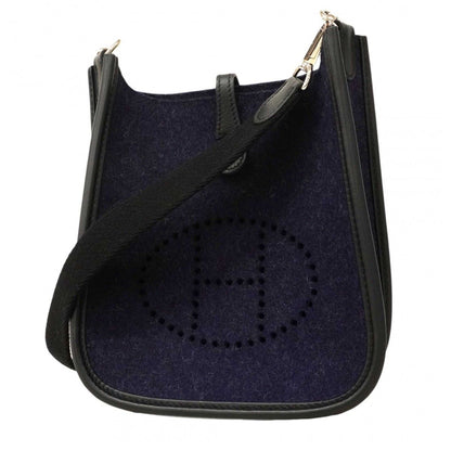 Hermes Shoulder Bag Evelyne TPM Felt Navy Silver