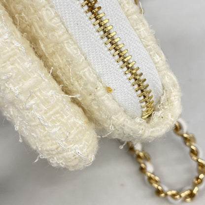 Chanel Shoulder Wallet Tweed Ivory Gold — view 7