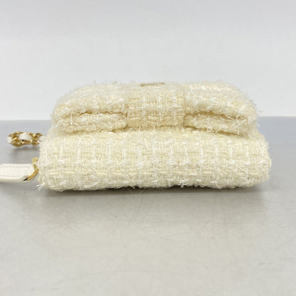 Chanel Shoulder Wallet Tweed Ivory Gold — view 3