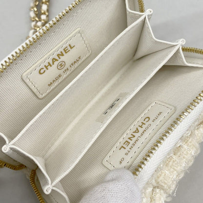 Chanel Shoulder Wallet Tweed Ivory Gold — view 4