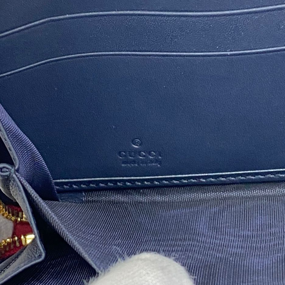 Gucci Wallet GG Supreme Sherry Line Navy Red Gold — view 4