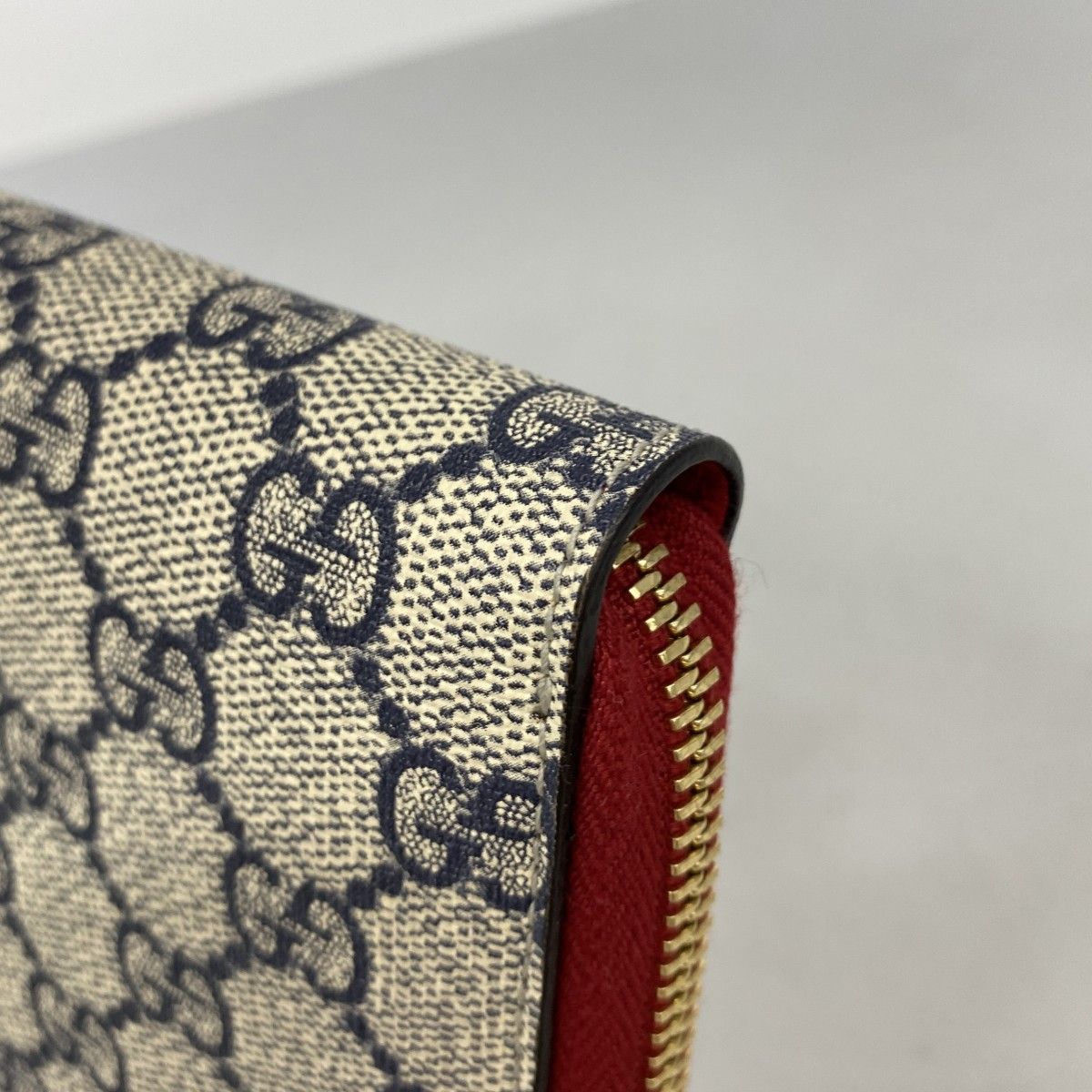 Gucci Wallet GG Supreme Sherry Line Navy Red Gold — view 5