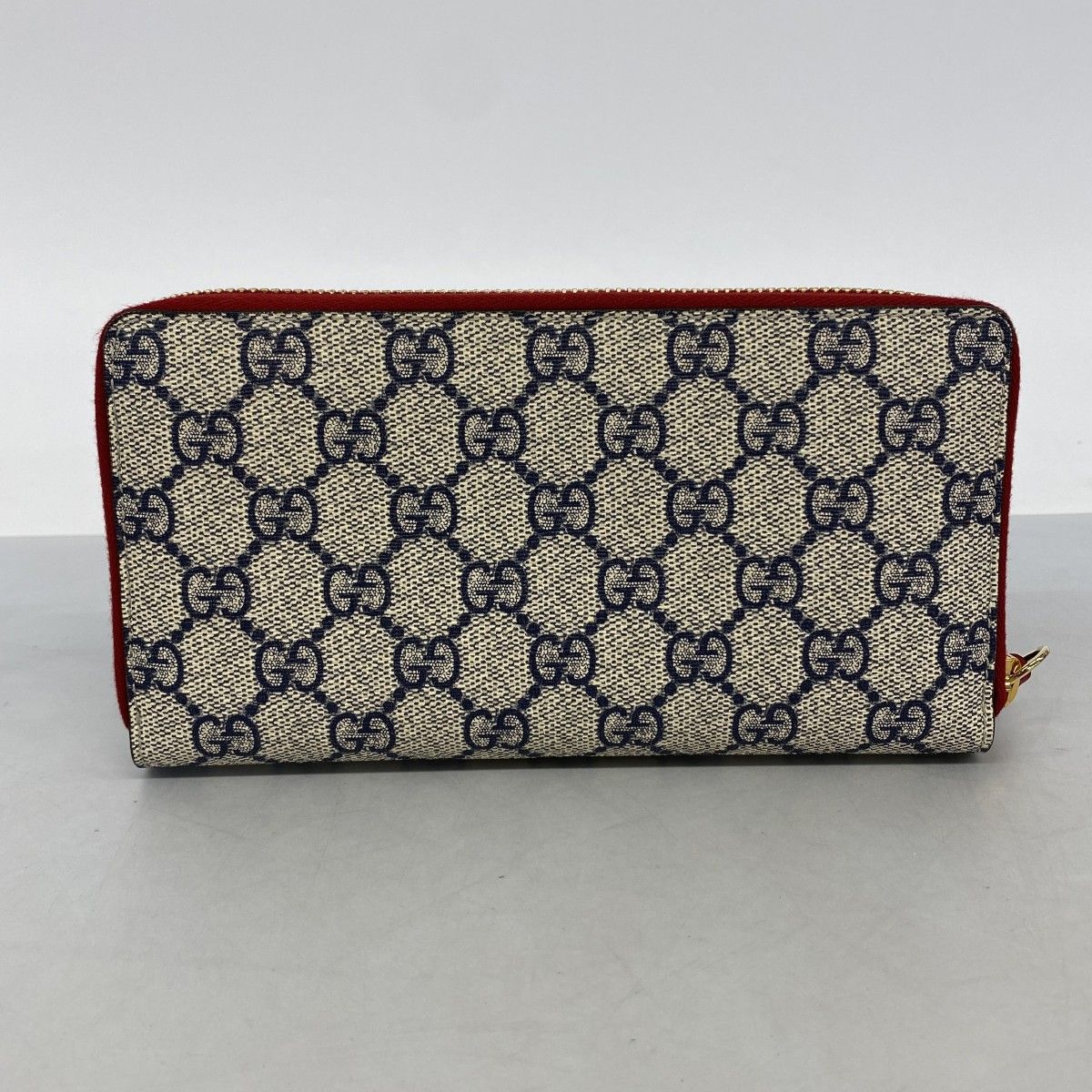 Gucci Wallet GG Supreme Sherry Line Navy Red Gold — view 9