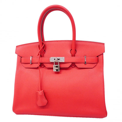 Hermes Handbag Birkin 30 Veau Epsom Rouge Pivoine Silver