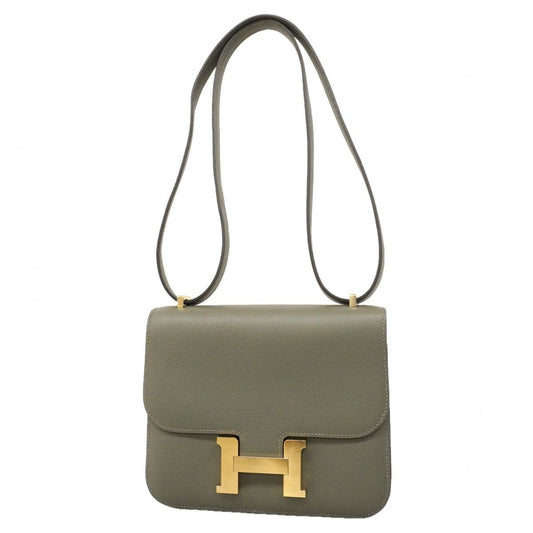 Hermes Shoulder Bag Constance Mini Verso Evercolor Vert Amand Gripere Gold