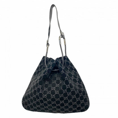 Gucci Shoulder Bag 001 Suede Black Gray Silver