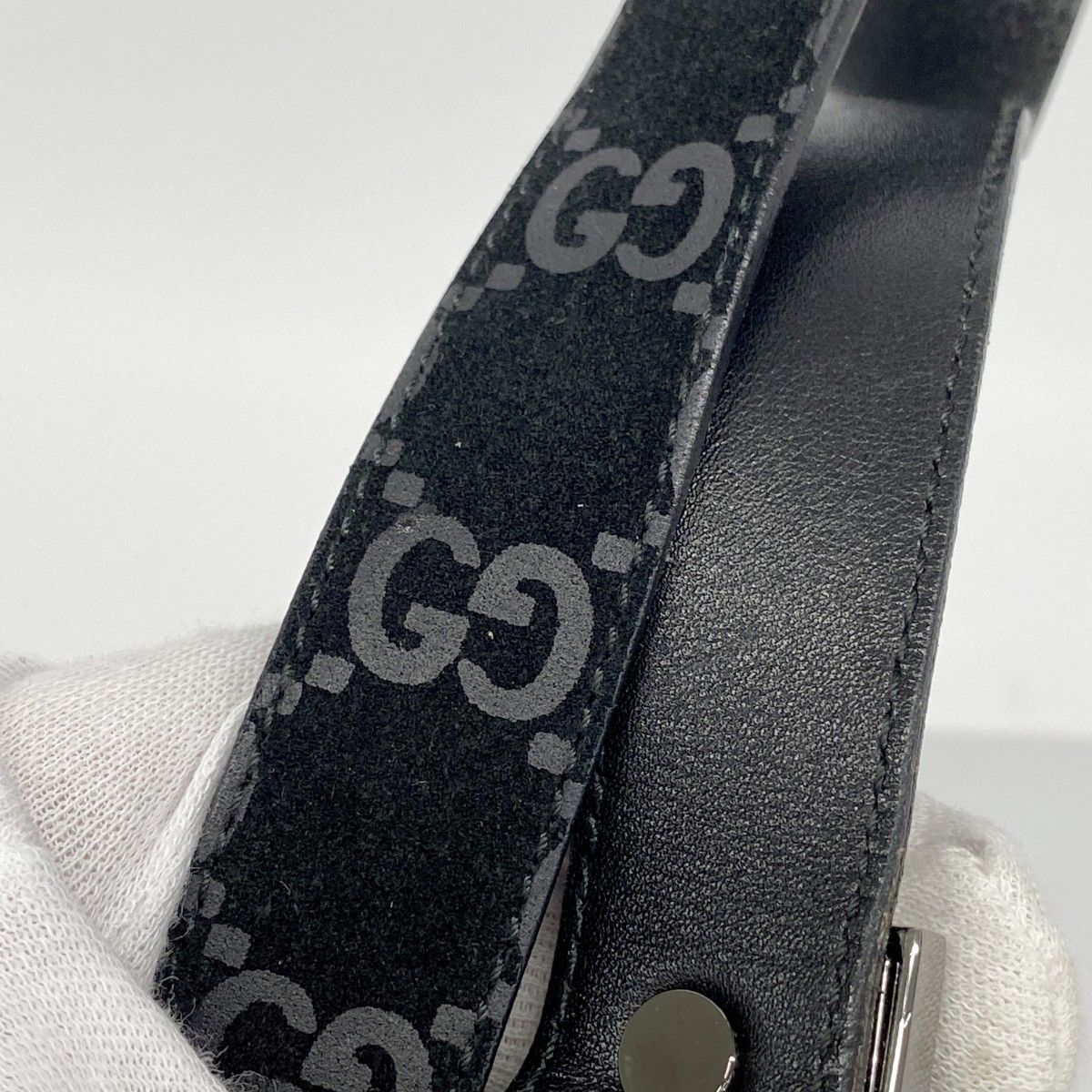 Gucci Shoulder Bag 001 Suede Black Gray Silver — view 9