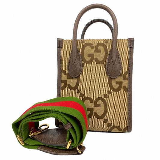Gucci Handbag Jumbo GG Canvas Brown Gold 2-Way Bag
