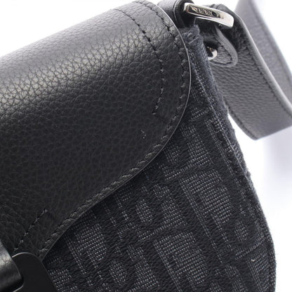 Dior Shoulder Bag Saddle Small Black Canvas Leather with Flap — view 5