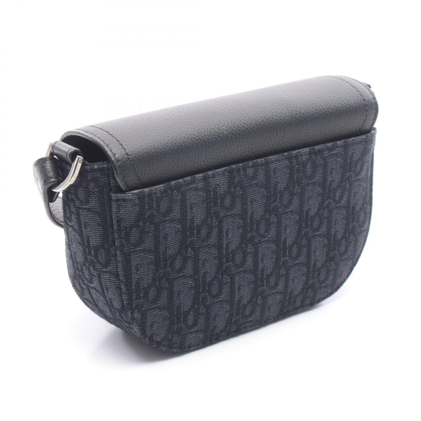 Dior Shoulder Bag Saddle Small Black Canvas Leather with Flap — view 2