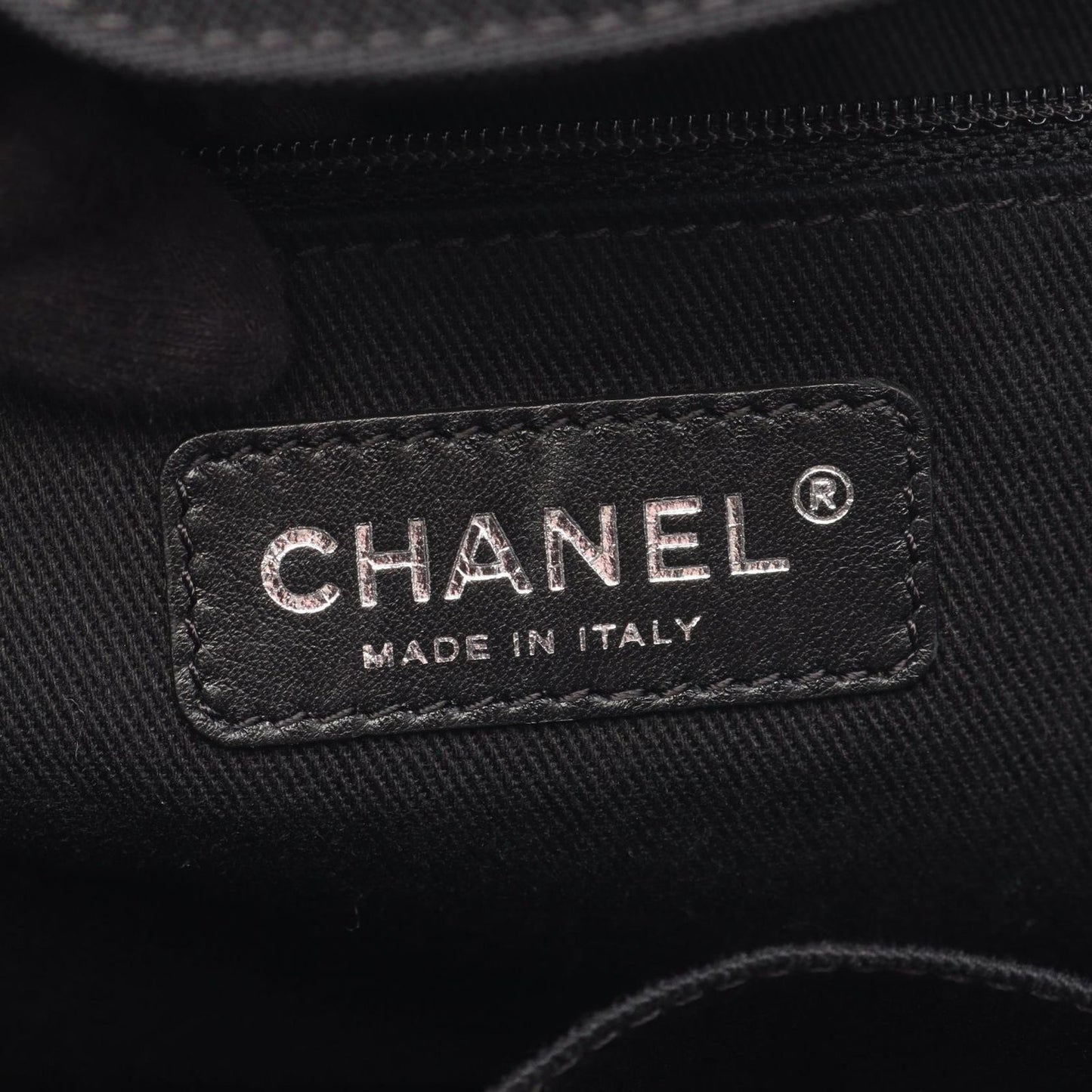 Chanel Handbag Paris Biarritz Navy Black Nylon Leather Coco Charm Mesh Tote — view 4
