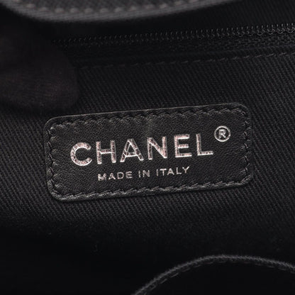 Chanel Handbag Paris Biarritz Navy Black Nylon Leather Coco Charm Mesh Tote — view 4