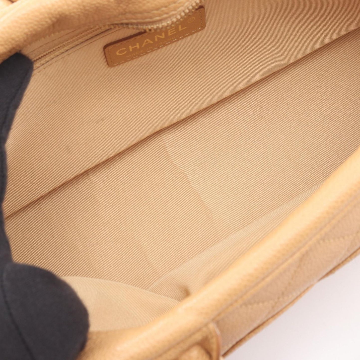 Chanel Handbag Quilted Beige Calf CC Logo Mini — view 6