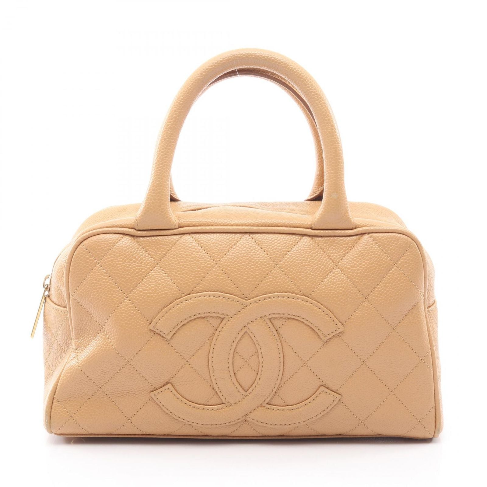 Chanel Handbag Quilted Beige Calf CC Logo Mini