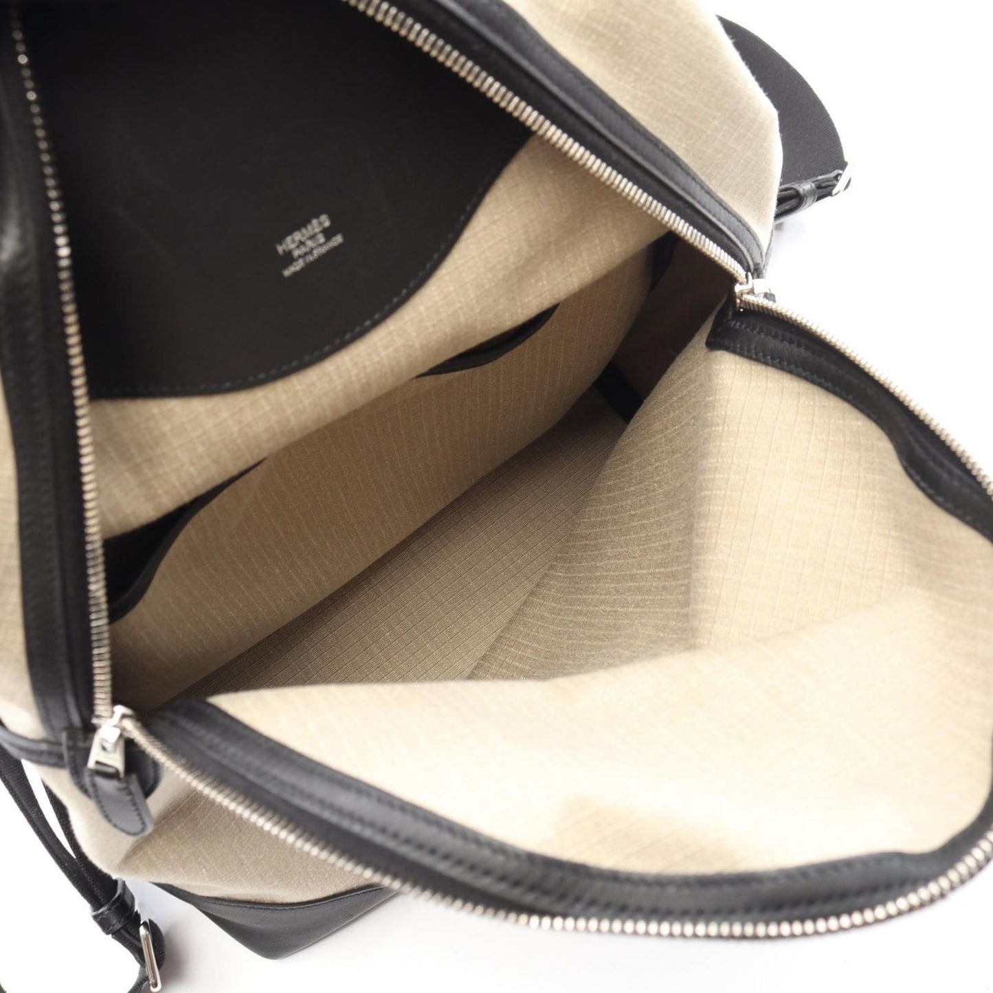 Hermes Backpack All Fishel Black Canvas Leather — view 3