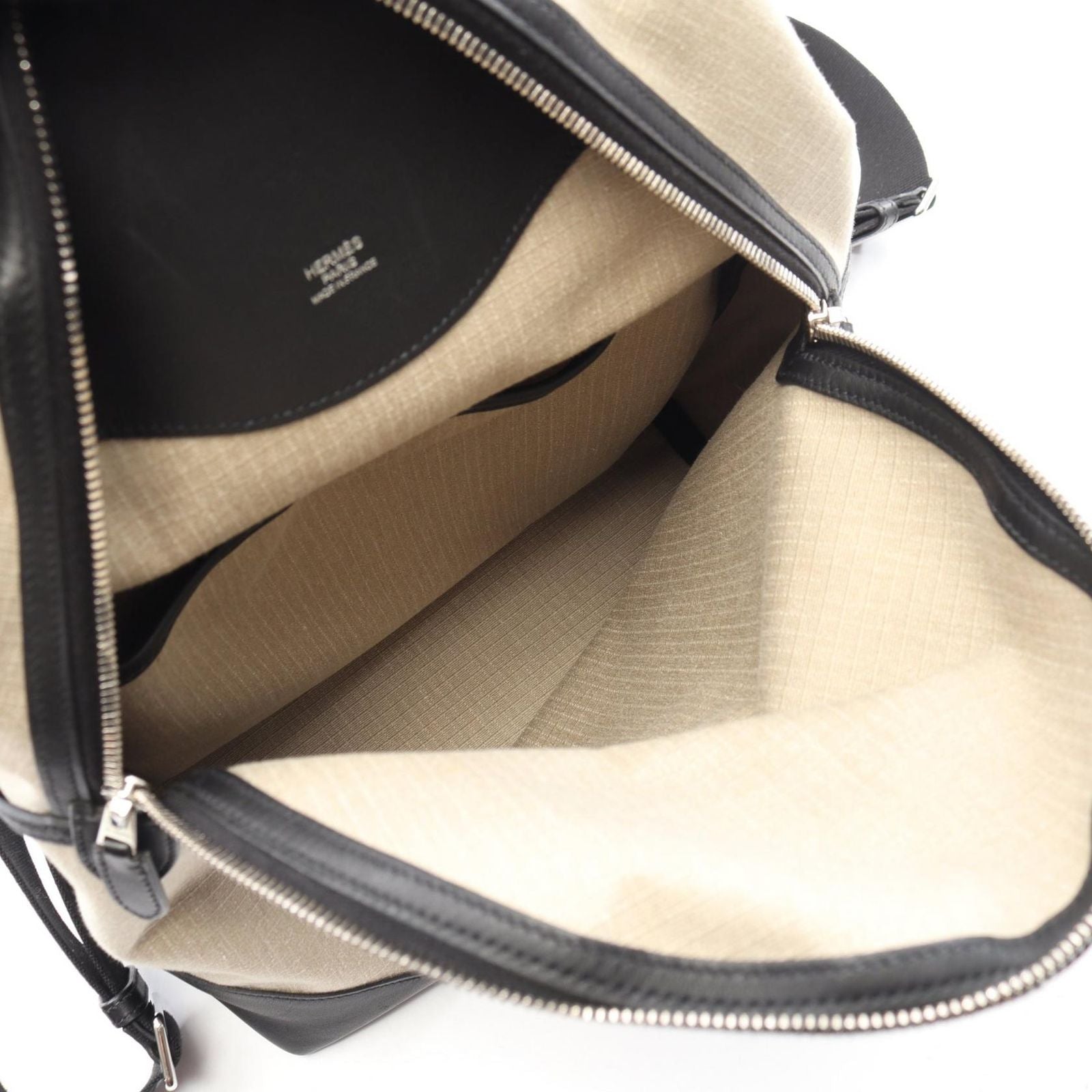Hermes Backpack All Fishel Black Canvas Leather — view 3