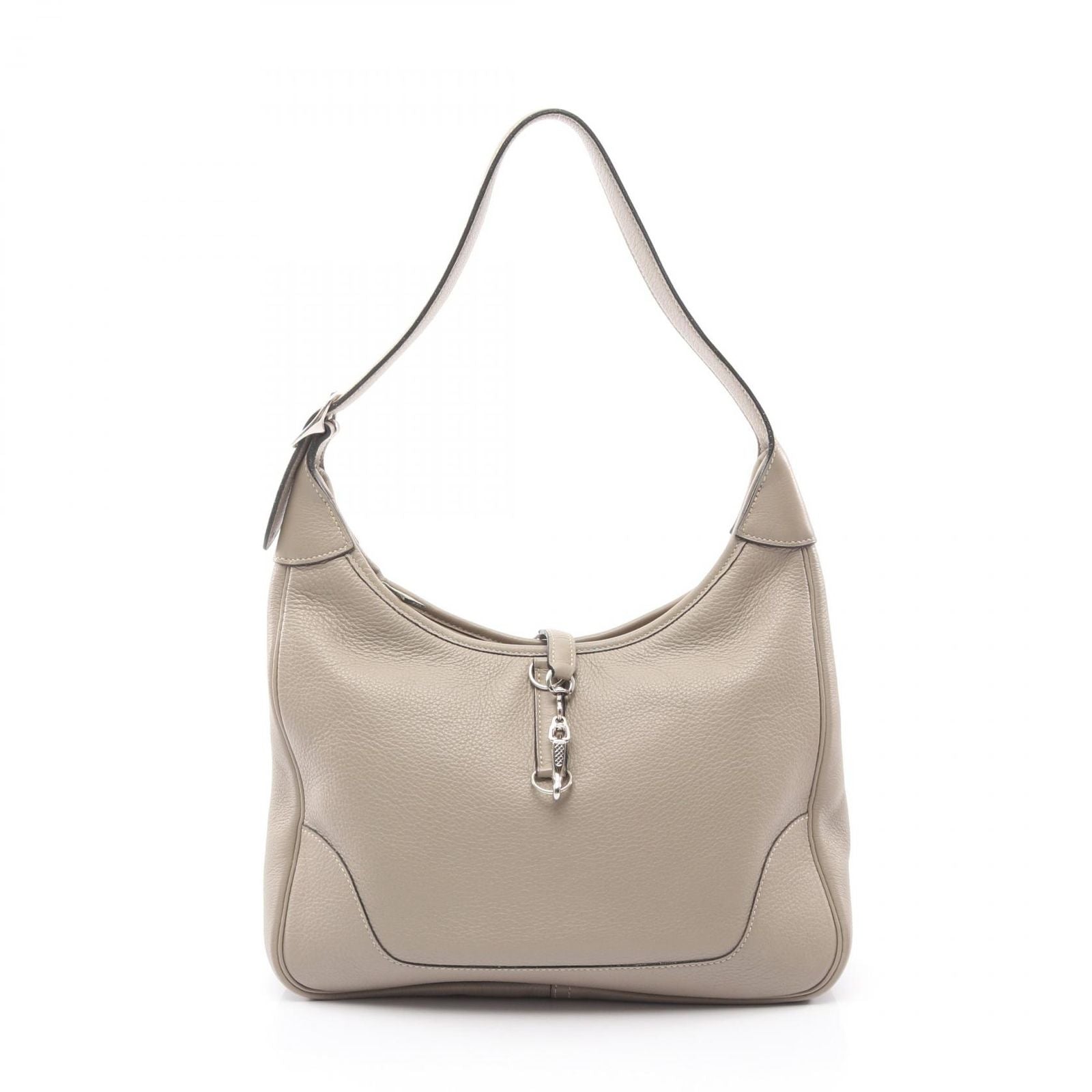 Hermes Shoulder Bag Trim 31 Gray Beige Leather