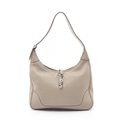 Hermes Shoulder Bag Trim 31 Gray Beige Leather