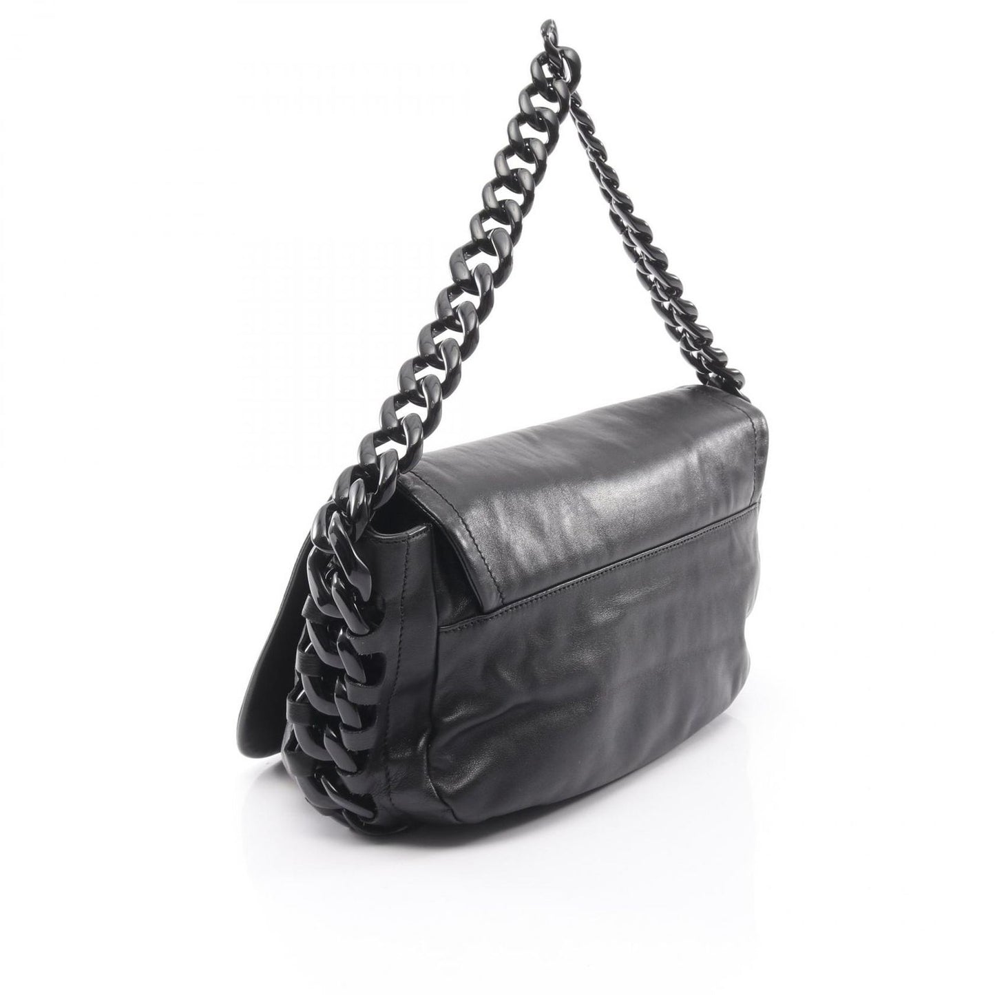 Chanel Shoulder Bag CC Logo Plastic Chain Black Lambskin CC — view 2