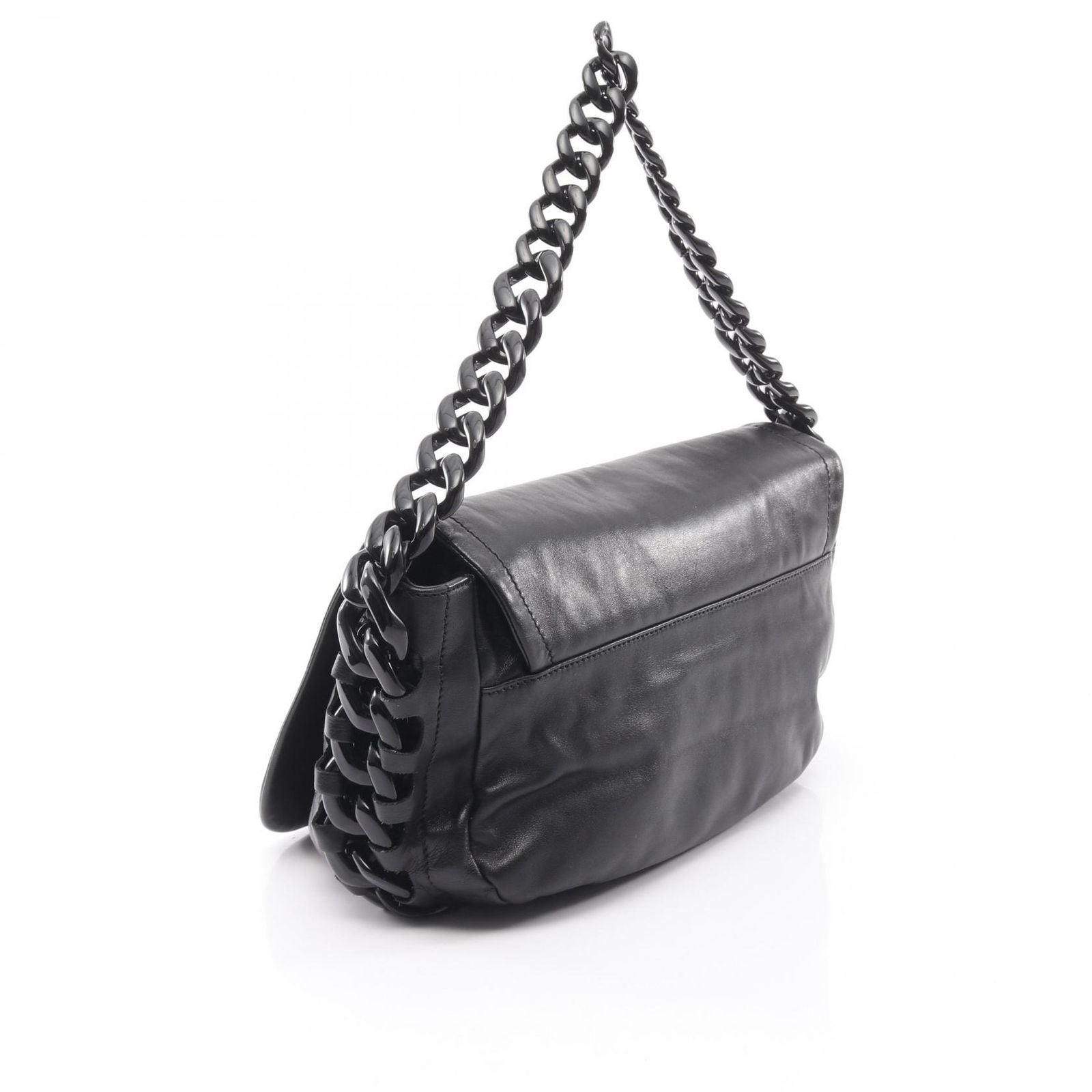 Chanel Shoulder Bag CC Logo Plastic Chain Black Lambskin CC — view 2