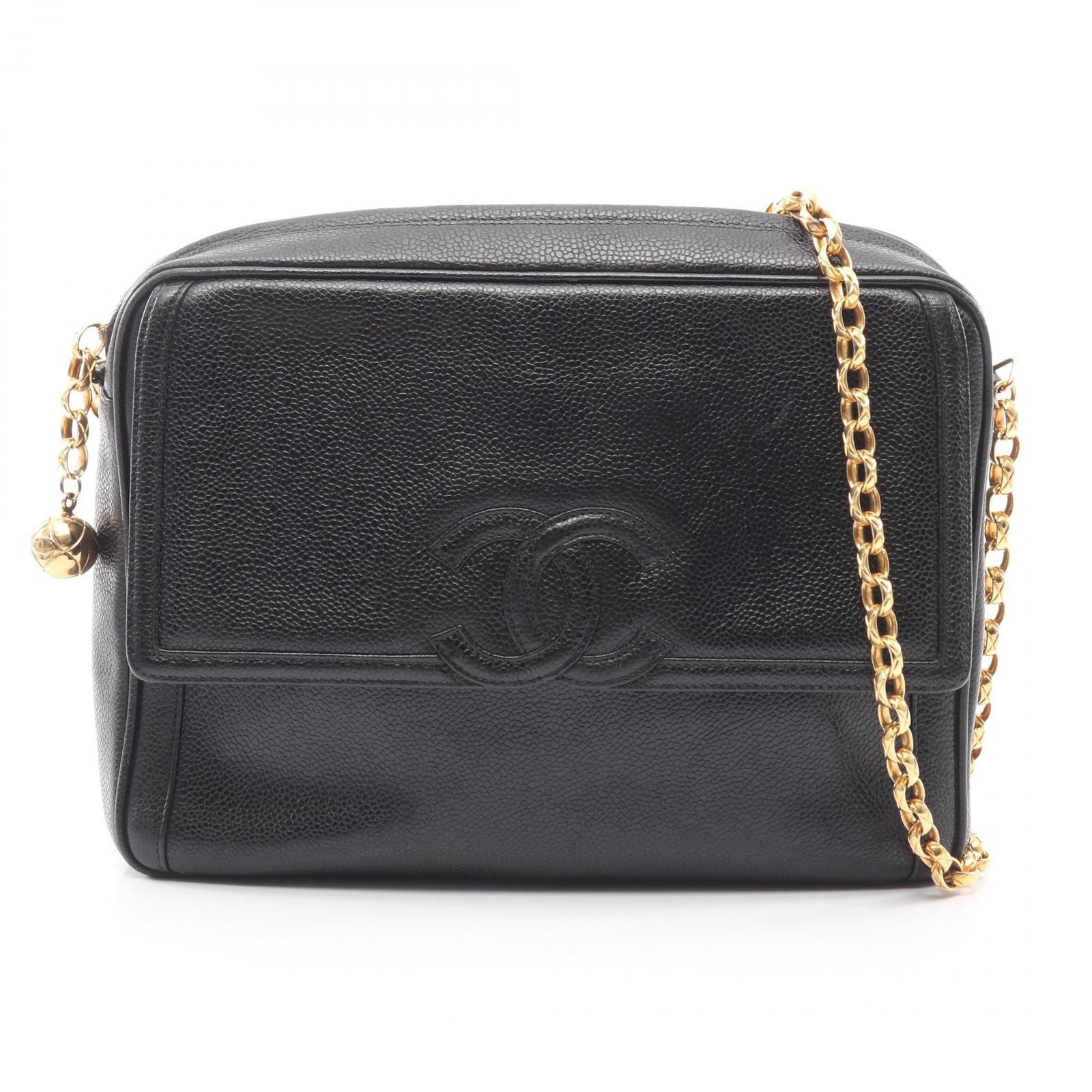 Chanel Shoulder Bag CC Logo Black Calf CC Chain