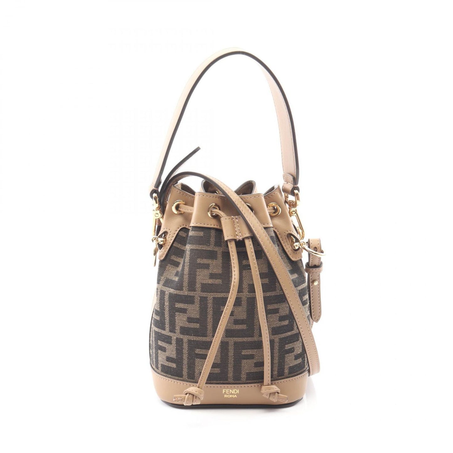 Fendi Handbag Mini Mon Tresor 2-Way Brown Canvas Leather