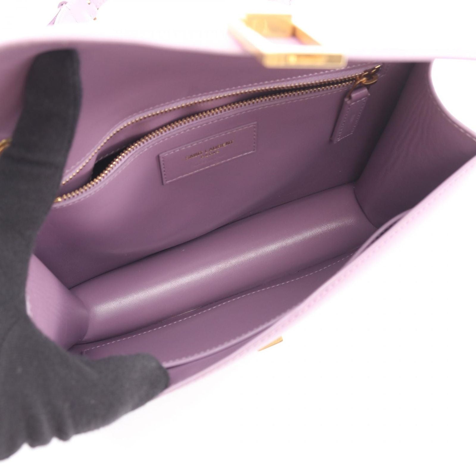 Saint Laurent Paris Shoulder Bag Carre Satchel Light Purple Leather — view 3
