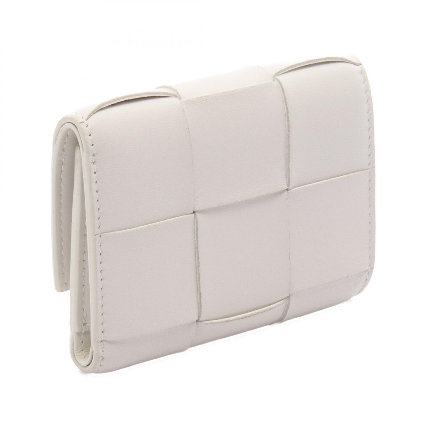 Bottega Veneta Trifold Wallet Cassette Maxi Intrecciato Small White Leather — view 2