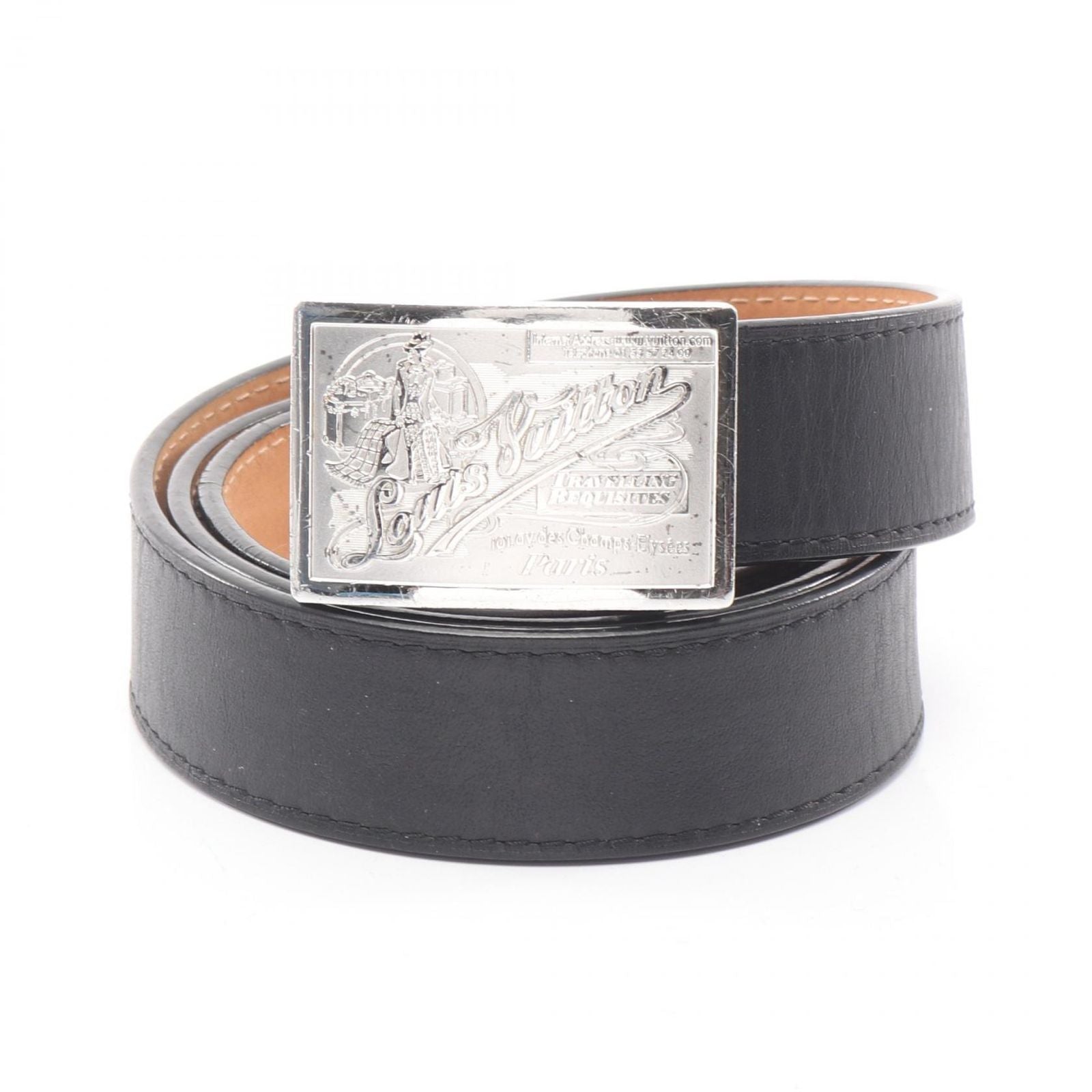 Louis Vuitton Belt Ceinture Jeans Black Leather LV