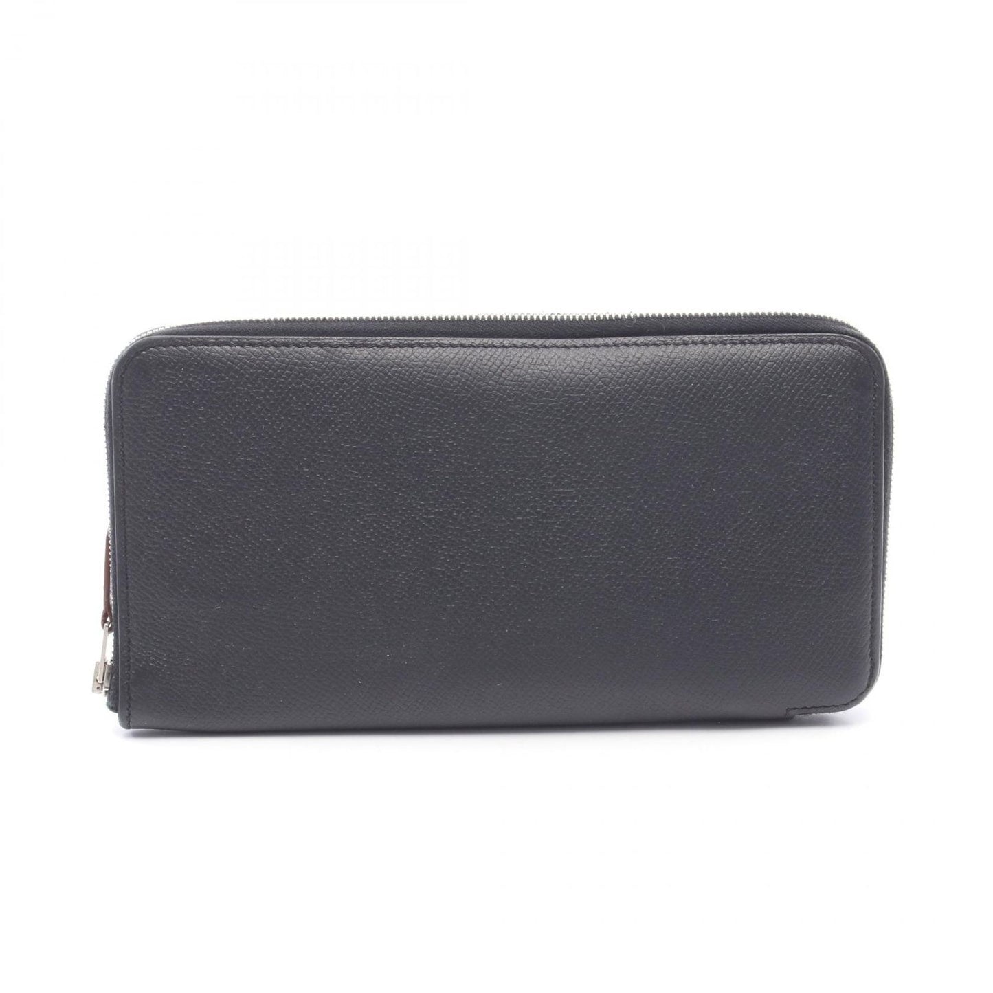 Hermes Round Wallet Azap Long Silk in Black Leather Calf in