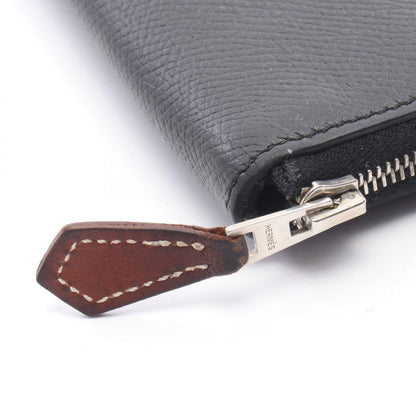 Hermes Round Wallet Azap Long Silk in Black Leather Calf in — view 8