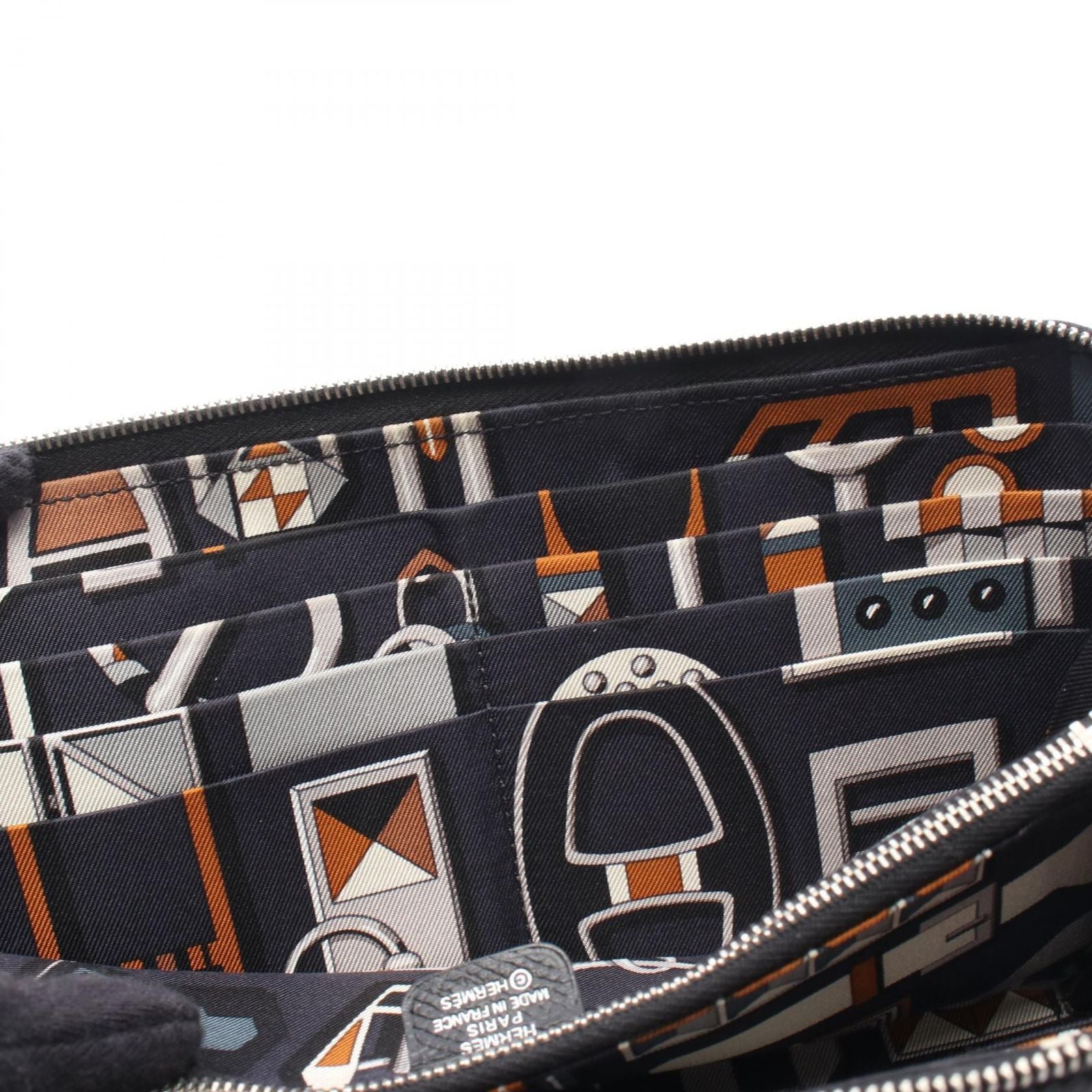 Hermes Round Wallet Azap Long Silk in Black Leather Calf in — view 7